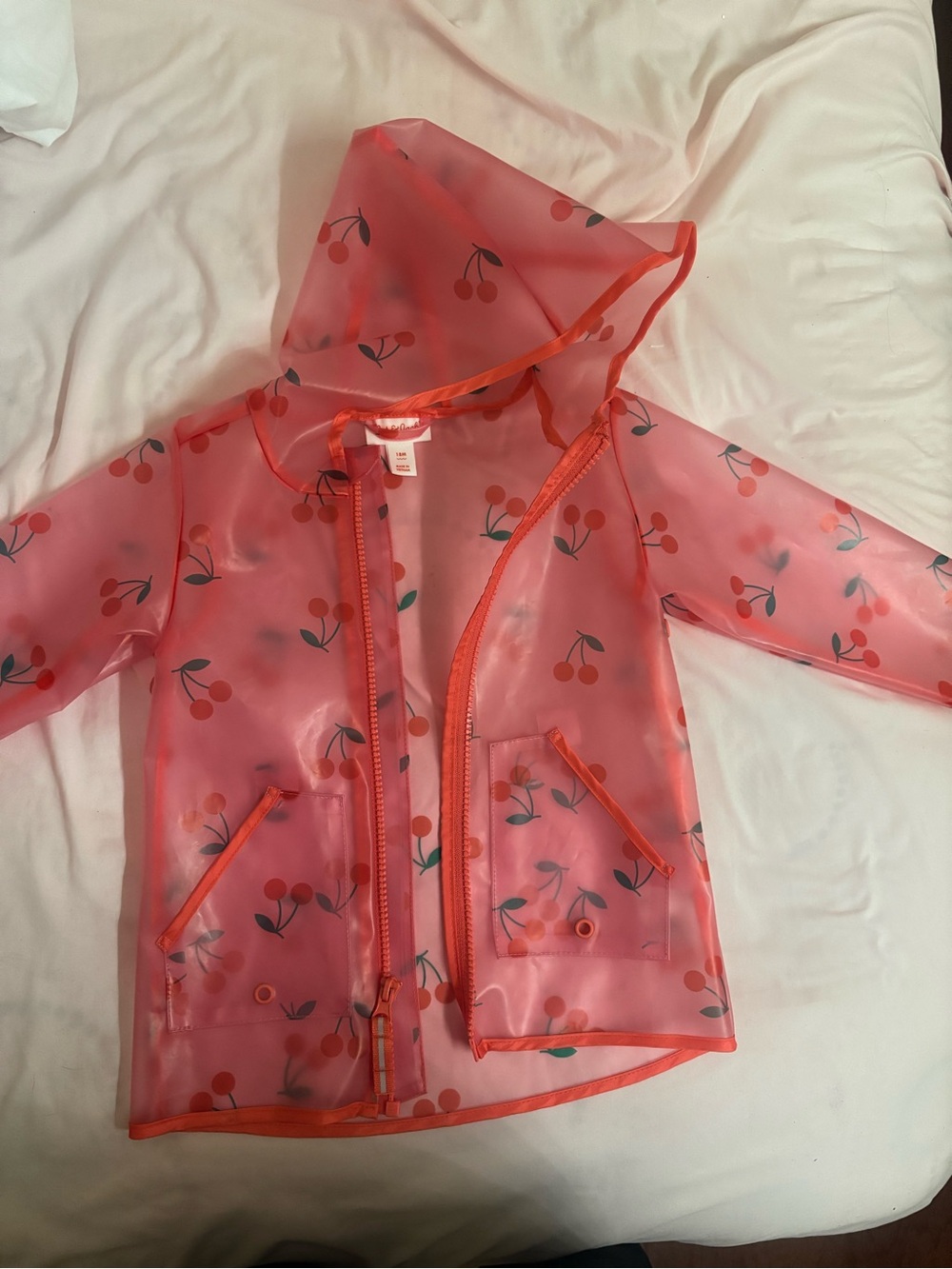 Kids Cherry Print Rain Jacket - Pink